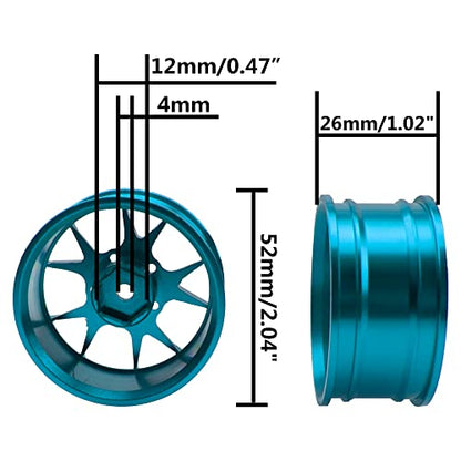 ShareGoo Metal Wheel Rims RC 12mm Hex Hubs 1/10 RC Drift On-Road Racing Touring Wheel Rim Compatible with HSP Tamiya Kyosho RedCat Sakura WLtoys Universal 1/10 RC Scales (Blue) - color: Blue
