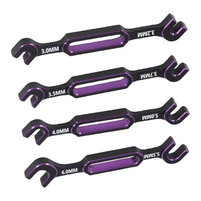 4 Pcs RC Wrench Set, RC Universal Repair Tool with 8 Sizes 3.0 3.2 3.5 3.7 4.0 5.0 5.5 6.0 mm, Turnbuckle Nut Ball Joint Remover for RC Crawler Car Boat Drone (Purple) - color: Purple