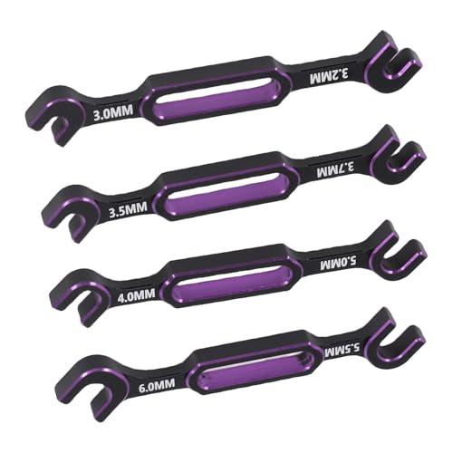 4 Pcs RC Wrench Set, RC Universal Repair Tool with 8 Sizes 3.0 3.2 3.5 3.7 4.0 5.0 5.5 6.0 mm, Turnbuckle Nut Ball Joint Remover for RC Crawler Car Boat Drone (Purple) - color: Purple