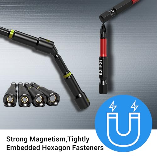 80-Piece Magnetic Impact Nut Driver Set, SAE/Metric Nut Driver Set, Socket Adapters, Wing Nut Driver, Bit Holder, Universal Sockets, Quick Release Extension, Power Bits, 1/4'' Quick Change - size: 80-Piece Magnetic Impact Nut Driver Set