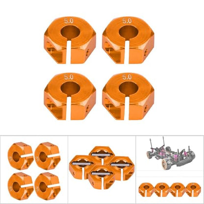 4 Pcs Universal Wheel Hex Hub Adapters,12mm Wheel Hex Mount with Pins and Screws,Wheel Hex Drive Adapters Hub RC Model Vehicle Accessory for RC Spare Part RC Car Upgrade Parts (5.0MM Gold) - size: 5.0MM gold