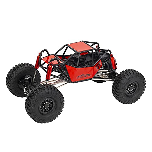 1/10 RC Car 310mm Wheelbase Rock Buggy Frame Chassis with Nylon Tube Roll Cage for 1/10 RC Crawler Car SCX10 90046 TRX4 (with Wheels, Red) - color: With Wheels, Red