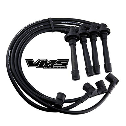 VMS RACING 93-97 Black Performance Ignition Spark Plug Wires Set Compatible with Honda Del Sol 1.5L & 1.6L D15 & D16 Sohc 1993-1997