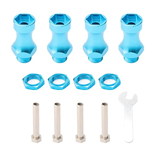 4pcs 12mm to 17mm Wheel Hex Adapter Extender for 1/10 RC Car - 30mm Offset Hub with Lock Nuts & Wrench, RC Parts & Accessories for Off Road Truck Buggy Crawler Upgrade to 1/8 Tires (Sky Blue) - color: Blue