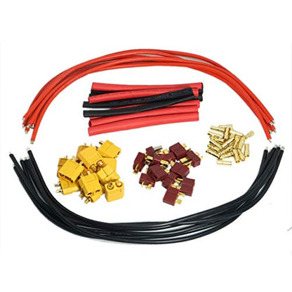 6Pack 7.87" 14AWG 3.5mm Gold Bullet Connector 3.5 Banana Plug Extension Cable Male Female Wire & T-Plug Plug,XT60 XT-60 Plug 3.5mm Gold Banana Plug Bullet Male Female Connector Adapter with 14