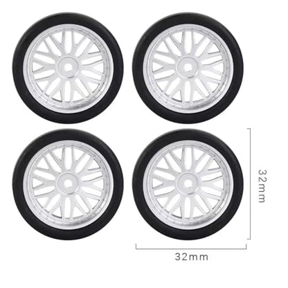 RC Crawlers Models For LDRC AE86 A86 LD1801 LD1802 LD1803 LD1804 A01 A02 1/18 RC Car Upgrade Parts 4pcs 33mm Hard Drift Tire Wheel Tyre(White) - color: White