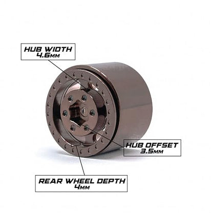 1UP Wheels 1.0" Island Ultra Wide Premium Wheels | Burnt Bronze | for Axial SCX24, AX24, Traxxas TRX4-M, Redcat Ascent-18, FMS FCX18, 7mm Hex Vehicles - Aluminum Beadlock Wheels - color: Burnt Bronze