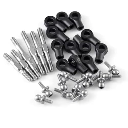 RC Car Parts Compatible with LOSI Micro-B 1/24 RC Car Upgrade Parts Stainless Steel Adjustable Linkage Link Rod Set with Ball End