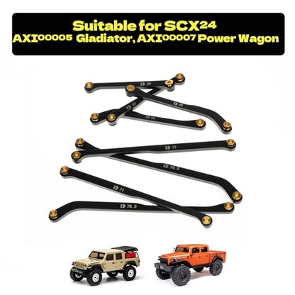 High Clearance 4 Links Set for SCX24 Gladiator & Dodge Power Wagon, Steel Links Set, Upgrade Parts for SCX24, Axial 1/24 RC Crawler Car Upgrade Accessories, 8Pcs, Black - size: For Gladiator