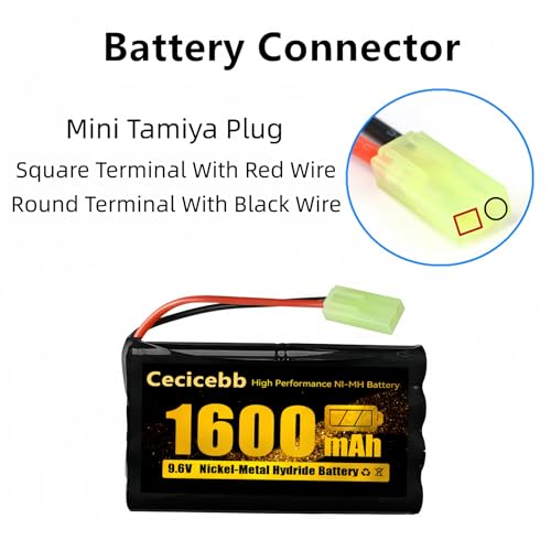 9.6V 1600mAh NI-MH Rechargeable Battery Pack with Mini Tamiya for RC Car Boats Robots Vehicles Trucks