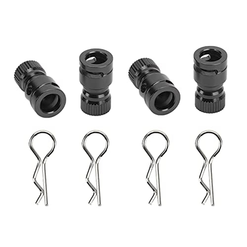 HighStrength Magnetic Metal RC Body Shell Mount Column Hole Locator for PC PVC Shell RC Car - 4Pcs Sturdy Aluminum Alloy with Durability-Optimized 耐用性优化 - Black (Black)