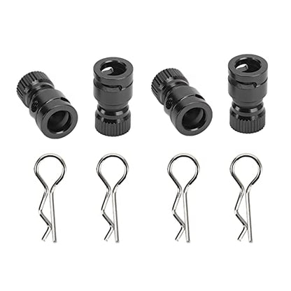 HighStrength Magnetic Metal RC Body Shell Mount Column Hole Locator for PC PVC Shell RC Car - 4Pcs Sturdy Aluminum Alloy with Durability-Optimized 耐用性优化 - Black (Black)