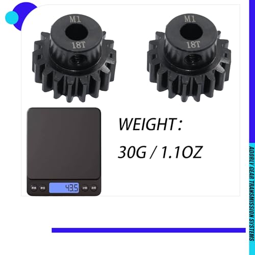 2Pcs 6491X 18-T Pinion Gear, 1.0 Metric Pitch, Fits 5mm Shaft (Compatible with Steel Spur Gears) for Traxxas RTR Vehicle Upgrade Parts