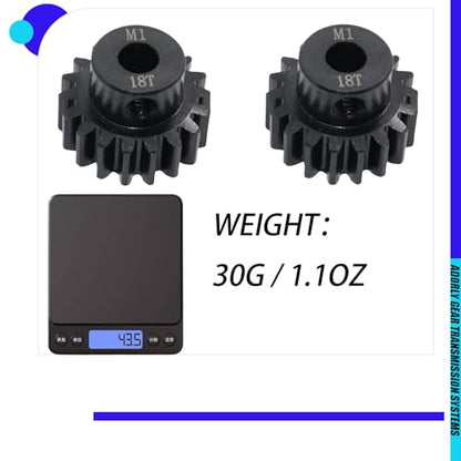 2Pcs 6491X 18-T Pinion Gear, 1.0 Metric Pitch, Fits 5mm Shaft (Compatible with Steel Spur Gears) for Traxxas RTR Vehicle Upgrade Parts