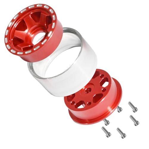 1.0 Beadlock Wheel Rim Set Aluminum Alloy RC Upgrade Part For Traxxas 1/18 TRX4M 1/24 Axial SCX24 FMS FCX24 Gladiator Bronco C10 JLU Deadbolt B17 RC Crawlers Upgrade Off-road(4Pcs/set) - color: Red