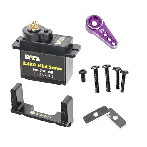 RampCrab RC Steering Servo with Mount Bracket and Servo Horn for FMS FCX24, RC Car Parts, Upgrade Parts for RC Crwaler 1/24 Scale FCX24 Power Wagon Butcher & Max Smasher Big Foot, K5, Purple - color: purple