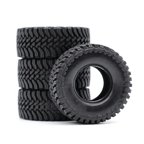 1.3” All-Terrain RC Tires for 1/18 1/24 TRX4M, Axial SCX24 / AX24, Redcat Ascent-18, FMS FCX24, 65 x 27 mm, 33 mm Inner Diameter, Foam Inserts, 4 pcs, Black