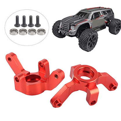 Steering Arm Hub Carrier for REDCAT 1/10 XTE RC Car, Aluminum Alloy Bearing Carrier Steering Knuckle Hub Mount, Durable RC Axle Carrier with Screws and Bearings, Replac (Red) - color: Red