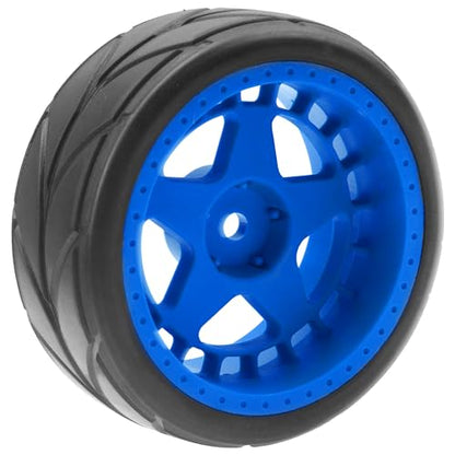 ShareGoo RC OD 2.55" Nylon 12mm Hex Wheels & Rubber Tires Set Compatible with Traxxas Tamiya Sakura HSP Redcat 1/10 RC On-Road Touring Drift Car (Blue) - color: Blue