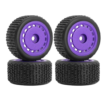 Pre-Mounted Pin Buggy Tires and Wheels Rims Hub Tires Set for 1/24 Losi Micro-B 1/28 Losi Micro-T Wltoys 244016 Upgrade Part (Purple Micro-T) - color: Purple Micro-t