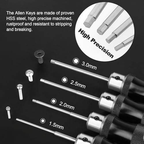 HobbyPark Hex Driver Screwdriver Set 1.5mm 2.0mm 2.5mm 3.0mm Extended Thickened Handle for RC Crawler RC Cars Trucks Buggy On Road Touring Drift Tools