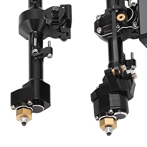 RC Car Metal Front Rear Portal Axle Set Assembly, Aluminum Alloy Housing with CNC Machined Steel Gears for Axial 1/24 SCX24 Upgrade (Black) - color: Black
