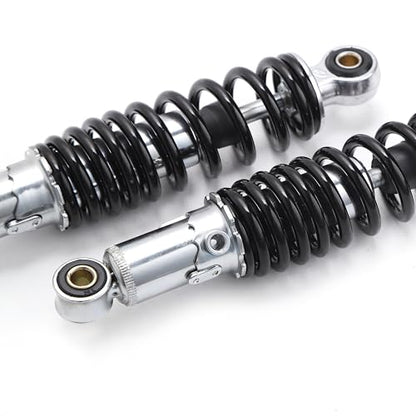 Minho Dual Rear Shock Absorbers with Adjustable Spring Preload in Heavy Iron Material Compatible with Chinese GY6 4-Stroke Engine Taotao ATV Go Kart,Black Color,250MM Length - size: 250mm