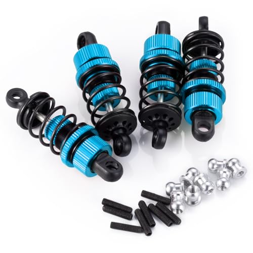 4Pcs JGGZONE 1:10 52mm RC Oil Filled Shock Absorbers Assembled Kit Compatible with Tamiya TT-01 TT-02 M03 M04 M05 M06 1:10 On Road Car Upgrades Replace Parts (Blue, 52MM) - color: Blue, size: 52MM