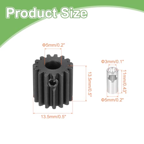 MECCANIXITY Steel 32P Gear Set with Gear Adapter 15T 5mm Shaft Motor Gears for RC Vehicles Truck Drift Car Part, Black - size: 15T