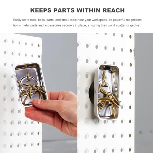 2 PCS Magnetic Tray Holders, Stainless Steel 6"x1" Rectangle Trays Metal Parts Holder with Strong Magnet, Heavy Duty Thickened Trays for Screws Bolts Nuts Washers Pins - color: Rectangle, M