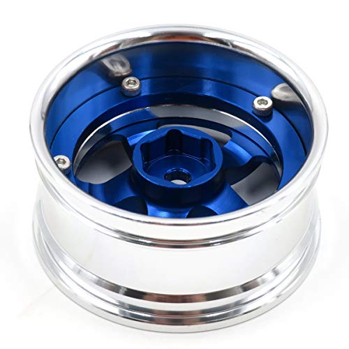 2pcs RC 1/10 Aluminum Wheel Rims Hex 12mm Adjustable Offset Silver & Blue Color Fit 1:10 RC On Road Drift Touring Car Tires - color: Silver & Blue