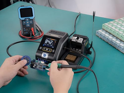 FNIRSI DWS-200 200W High Power Soldering Station Kit,2 Helping Hands | 3S Melting(212-842℉),6 F245 3 F210 Iron Tips,3 Display Modes, Pre-set 3 Temps,Precision Digital Solder for Electronics Repair