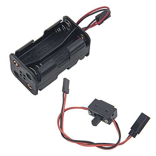 ShareGoo 4 Cell AA Battery Container Holder Case Box & On/Off Power Switch with JR Style Connector Compatible with HSP Redcat Axial Tamiya Wltoys Himoto 1/8 1/10 1/16 RC Car Truck Crawler