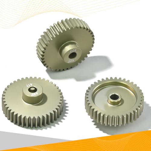 3PCS 48P Pinion Gear Set 7075 Aluminum Alloy 3.175mm Shaft 39T 40T 41T with Screws & Hex for 1/10 RC Arrma Traxxas HPI Sakura Losi Axial SCX10 Tamiya Monster Truck Buggy Motor Gears Upgrade - size: 39 40 41T