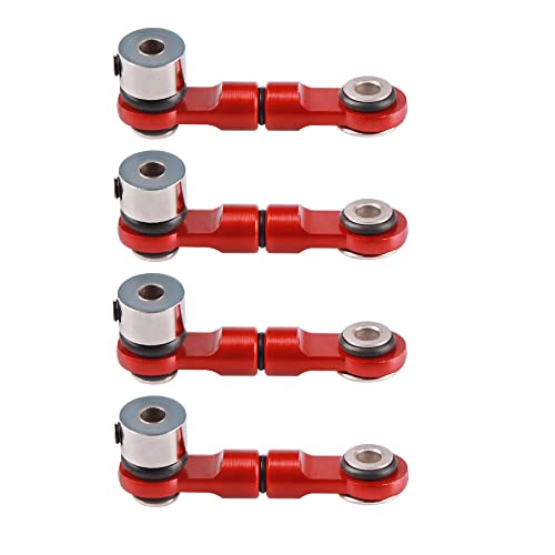 4-Pack Aluminum Anti-Roll Narrow Sway Bar Suspension Arm Linkages Upgrade Parts for ARRMA RC 1/10 Senton 1/8 Typhon Kraton Talion 1/7 Felony Infraction Limitless Car (Red)