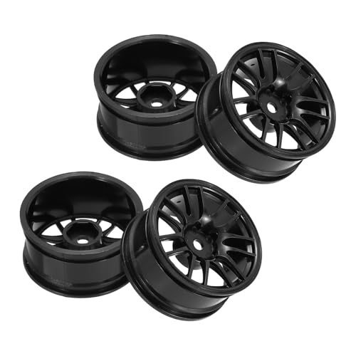 MECCANIXITY 4Pcs RC Car Wheel Rims, 52mm Diameter 14-Claw Black Plastic Wheel Rims Hex Hub for HSP 1:10 RC Drift Racing Touring Car