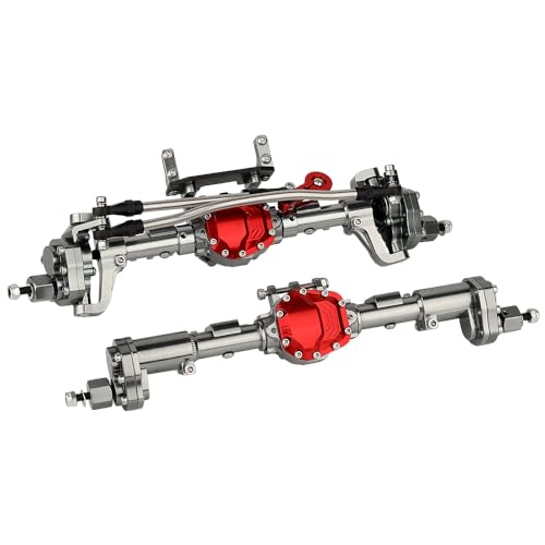 CNC Anodized Complete Front & Rear Portal Axle for 1/10 RC Crawler Car Axial SCX10 II Deadbolt 90046 90047 SCX10 90028 90027 Metal Upgrade Parts (Titanium) - color: Titanium