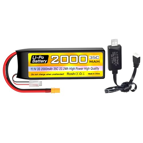 1PCS 3S Lipo Battery 11.1V 2000mAh 35C with XT30 Plug with USB Charging Cable for RC Cars Trucks Boats Quadcopter FPV Drone Battery