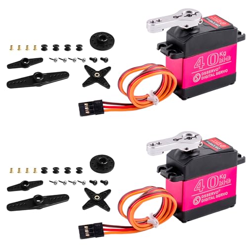 2 Pack DS3240 40KG Waterproof Full Metal Gear 180 Degree Digital Servo 6V with 25T Servo Arm for 1/8 1/10 RC Car Crawler Truck Mechanical Arm