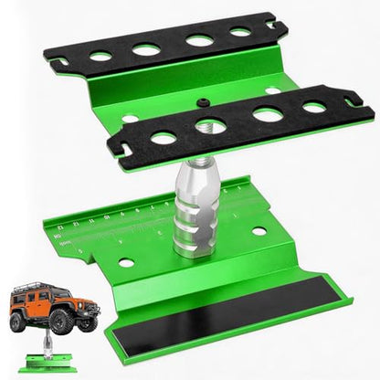 RC Car Repair Work Stand Lift Lower Adjustable Workstation Aluminum 360 Degree Rotation for 1/8 1/10 1/12 RC Car Traxxas Slash TRX4 Arrma Axial SCX10 Losi Redcat Wltoys RC Crawler Monster Truck Buggy - color: Lift Lower Green