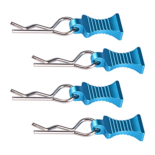 AIMROCK RC Body Clips R Pins 30-Degree Angle RC Clips with Pull Tabs for 1/10 1/12 Traxxas Arrma Axial Losi HPI RC Car Crawler Truck Buggy (Blue) - color: Blue