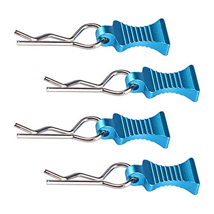 AIMROCK RC Body Clips R Pins 30-Degree Angle RC Clips with Pull Tabs for 1/10 1/12 Traxxas Arrma Axial Losi HPI RC Car Crawler Truck Buggy (Blue) - color: Blue