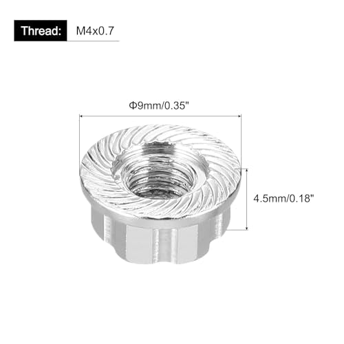 MECCANIXITY Hexagonal Nuts Aluminum M4 RC Wheel Carving Hex Nuts Dustproof Anti-Skid Mount Cap for 1/10 RC Model Car Trucks Off Road Car Upgraded Parts Pack of 2(Silver) - color: Silver