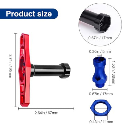 Hobbypark Metal Alumimum 12mm to 17mm Wheel Hex Hub Adapter Extension Conversion w/Wrench for 1/10 RC Cars Monster Trucks Off Road Buggy Upgrade 1/8 Tires (with Navy Blue Adapter)