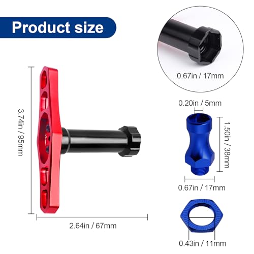 Hobbypark Metal Alumimum 12mm to 17mm Wheel Hex Hub Adapter Extension Conversion w/Wrench for 1/10 RC Cars Monster Trucks Off Road Buggy Upgrade 1/8 Tires (with Navy Blue Adapter)