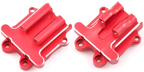 2Pcs Front Rear Diff Cover Set, High-Performance Aluminum Alloy Differential Cover Set (Replacement for ARA320749) for ARRMA 1/14 Typhon GROM, 1/16 Mojave, 1/18 Granite GROM & LOSI 1/12 NASCAR Models - color: Red