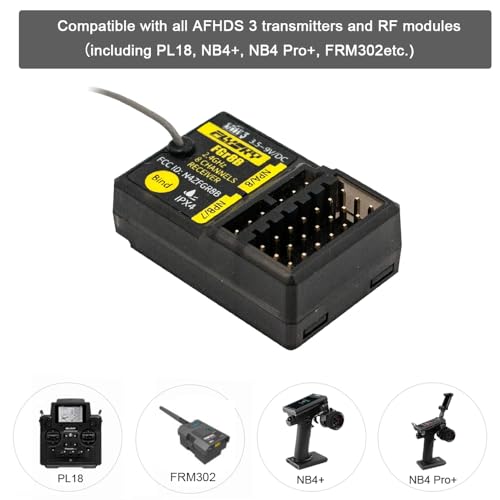 Goolsky Flysky FGr8B Receiver, 2.4GHz 8 Channels Receiver for Flysky AFHDS 3 PL18 NB4+ NB4 Pro+ RC Transmitters and FRM302 RF Modules