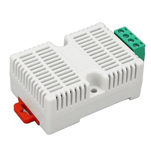 RS485 Temperature Humidity Transmitter, DIN Rail Sensor Module with Digital Chip Industrial Monitoring for PLC Cabinet Server Room ABS DC12V 1 Pack