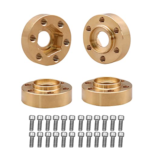 4Pcs Brass Weights 1.9 2.2 Inches Beadlock Wheels 12mm Hex Wheel Hub Widen Adapters for SCX10 TRX4 1/10 RC Crawler Upgrades (Gold, 6mm) - color: Gold, size: 6mm
