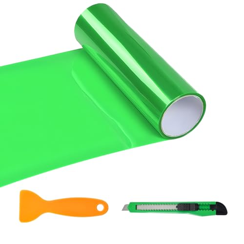 Sun Walker Car Light Tint Film, 12 x 48 Inch Waterproof Taillight Wrap Film Roll with Squeegee & Cutter, Self-Adhesive Vinyl Sticker Sheet Roll for Headlights Fog Lights Tail Lights (Green) - color: Green